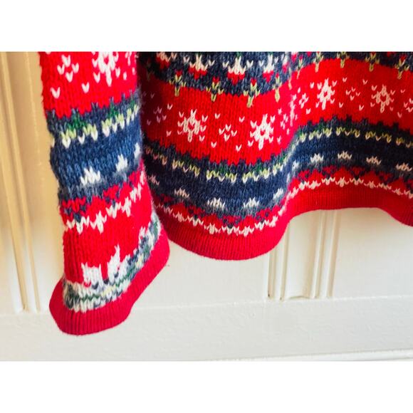 Vtg Tiara International Fair Isle Zip-Up Holiday Cardigan Red Nordic Size M - Picture 5 of 6